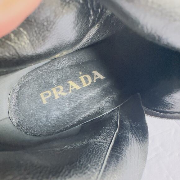PRADA Nylon Ankle Boots Black Block Heel Womens Size 39/US 9.5 – Made in Italy - Picture 5 of 14